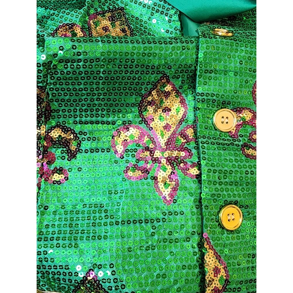 Mardi Gras Sequin Bling Vest XL 'Laissez les bons temps rouler' New Orleans